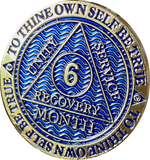 1 - 11 or 18 Month AA Medallion Reflex Dusty Blue Gold Plated Sobriety Chip Coin