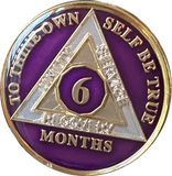 1 2 3 4 5 6 7 8 9 10 11 or 18 Month AA Medallion Metallic Purple Tri-Plate Sobriety Chip
