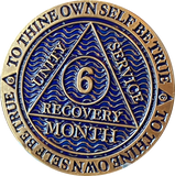 1 2 3 4 5 6 7 8 9 10 11 or 18 Month AA Medallion Antique Reflex Dusty Blue Sobriety Chip