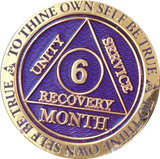 1 - 11 Month AA Medallion Reflex Purple Gold Plated Sobriety Chip Coin - RecoveryChip
