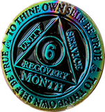 1 2 3 4 5 6 7 8 9 10 11 or 18 Month Rainbow Plated AA Medallion Sobriety Chip