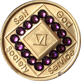 1 - 40 Year Official NA Medallion With Velvet Purple Color Swarovski Crystal