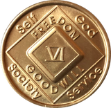 NA Medallion Bronze Narcotics Anonymous Chips Year 1 - 65 and 18 Months - RecoveryChip