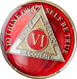 1 - 10 AA Medallion Mandarin Metallic Red Tri-Plate Sobriety Chip