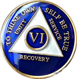 Metallic Blue Gold Tri-Plate AA Medallion 24 Hours 18 Month Year 1 - 45 Sobriety Chip - RecoveryChip