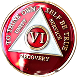 Red Gold Tri-Plate AA Medallion 24 Hours 18 Month Year 1 - 45 Sobriety Chip - RecoveryChip