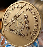 6 Year AA Medallion Large Heavy AA Proof-like Bronze – 1½” Challenge Coin Size Sobriety Chip