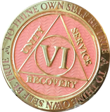 1 - 40 Year AA Medallion Reflex Pink Gold Plated Alcoholics Anonymous RecoveryChip Design - RecoveryChip