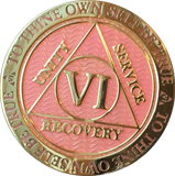 1 - 40 Year AA Medallion Reflex Pink Gold Plated RecoveryChip Design