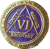 1 - 10 Year AA Medallion Reflex Purple Gold Plated Alcoholics Anonymous - RecoveryChip