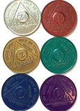6 Pack of AA Medallions Aluminum Set 1 2 3 6 9 Month & 24 Hours - RecoveryChip