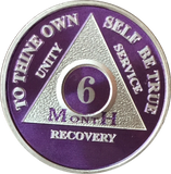 Purple Silver Plated 1 2 3 4 5 6 7 8 9 10 11 18 Month AA Medallion Sobriety Chip - RecoveryChip