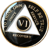 Black Gold Tri-Plate AA Medallion Year 1 - 50 Sobriety Chip White