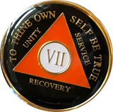 Black Orange Gold Tri-Plate AA Medallion 24 Hours 18 Month Year 1 - 40 Sobriety Chip - RecoveryChip