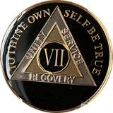 7 Year AA Medallion 1.5" Large Classic Black Sobriety Chip