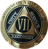 AA Medallion Elegant Black Gold & Silver Plated Years 1 - 45 Bi-Plate - RecoveryChip