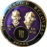 Founders AA Medallion Purple Bill & Bob Tri-Plate Sobriety Chip Year 1 - 50 - RecoveryChip