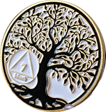 1 2 3 4 5 6 7 8 9 10 11 18 Month AA Medallion Tree Of Life Black White Serenity Prayer Coin