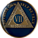 7 Year AA Medallion 1.5" Large Metallic Midnight Blue Sobriety Chip
