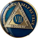 1 - 40 Year AA Medallion Midnight Blue Tri-Plate Sobriety Chip