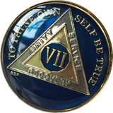 Midnight Blue AA Medallion Chip Tri-Plate Gold & Nickel Plated Year 1-15 Years BSP - RecoveryChip