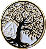 1 2 3 4 5 6 7 8 9 10 11 18 Month AA Medallion Tree Of Life Black White Serenity Prayer Coin