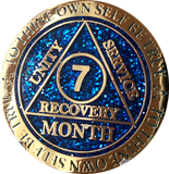 Set of 11 Recoverychip Gold Plated Month AA Medallions Months 1 2 3 4 5 6 7 8 9 10 11