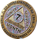 Funfetti Birthday Glitter AA Medallion Month 1 2 3 4 5 6 7 8 9 10 11 Sobriety Chip