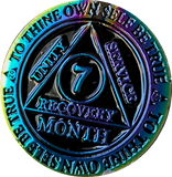 1 2 3 4 5 6 7 8 9 10 11 or 18 Month Rainbow Plated AA Medallion Sobriety Chip