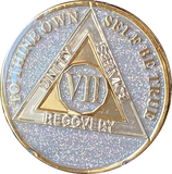 1 2 3 4 5 6 7 8 9 or 10 Year AA Medallion Opal Silver Glitter Tri-Plate Sobriety Chip