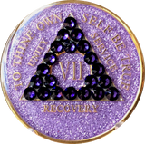 Crystal AA Medallion Purple Glitter Tri-Plate Sobriety Chip Year 1 - 50 - RecoveryChip