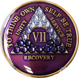 Crystal AA Medallion Transition Purple Tri-Plate Sobriety Chip Year 1 - 45 - RecoveryChip