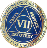 AA Medallion Reflex Blue Color Gold Plated Year 1 - 45 Sobriety Chip - RecoveryChip