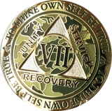 1 - 15 25 and 30 Year Reflex Camo Gold Plated AA Medallion Camouflage Sobriety Chip - RecoveryChip