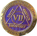 1 - 10 Year AA Medallion Reflex Purple Gold Plated Alcoholics Anonymous - RecoveryChip