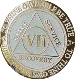 1 2 3 4 5 6 7 8 9 10 11 12 13 14 or 15 Year AA Medallion Reflex White Glitter Gold Plated Sobriety Chip