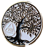 1 - 10 Year AA Medallion Tree Of Life White and Black Spiritual Medallion Sobriety Chip