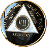 Black Gold Tri-Plate AA Medallion 24 Hours 18 Month Year 1 - 50 Sobriety Chip - RecoveryChip