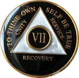 Black Gold Tri-Plate AA Medallion 24 Hours 18 Month Year 1 - 50 Sobriety Chip - RecoveryChip