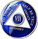 Metallic Blue Gold Tri-Plate AA Medallion 24 Hours 18 Month Year 1 - 45 Sobriety Chip - RecoveryChip