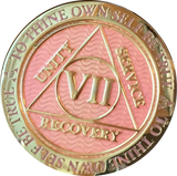 1 - 40 Year AA Medallion Reflex Pink Gold Plated Alcoholics Anonymous RecoveryChip Design - RecoveryChip