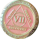 1 - 40 Year AA Medallion Reflex Pink Gold Plated Alcoholics Anonymous RecoveryChip Design - RecoveryChip