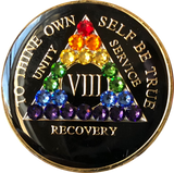 Crystallized AA Medallion Black Rainbow Crystal Tri-Plate Sobriety Chip Year 1 - 50 - RecoveryChip