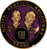 Founders AA Medallion Purple Bill & Bob Tri-Plate Sobriety Chip Year 1 - 50 - RecoveryChip