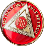 1 - 10 AA Medallion Mandarin Metallic Red Tri-Plate Sobriety Chip