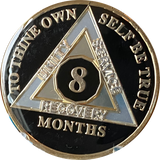 1 2 3 4 5 6 7 8 9 10 11 or 18 Month AA Medallion Classic Black Tri-Plate Sobriety Chip