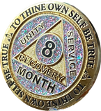 Funfetti Birthday Glitter AA Medallion Month 1 2 3 4 5 6 7 8 9 10 11 Sobriety Chip