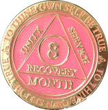 1 - 11 Month AA Medallion Reflex Pink Gold Plated Sobriety Chip Coin - RecoveryChip