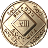 NA Medallion Bronze Narcotics Anonymous Chips Year 1 - 65 and 18 Months - RecoveryChip