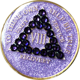 Crystal AA Medallion Purple Glitter Tri-Plate Sobriety Chip Year 1 - 50 - RecoveryChip